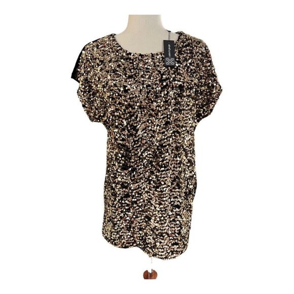 Cable & Gauge Tops Cable Gauge Sequin And Velvet Blousesize Lgold
